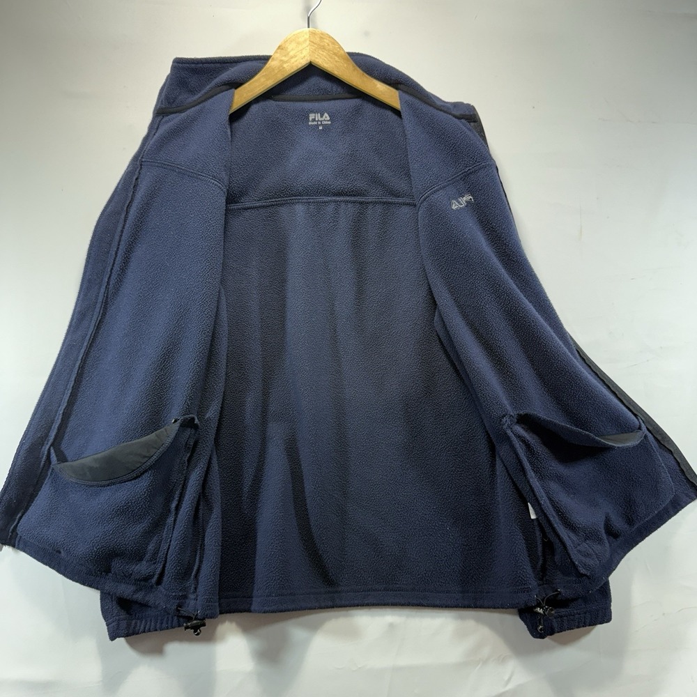 Fila Jacket Mens M Navy Blue Full Zip Fleece Cozy Warm Winter Pockets - Picture 12 of 14